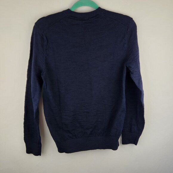 Gap Slub Merino Wool Lightweight Knit V-Neck Sweater Navy Blue sz M - Picture 2 of 9